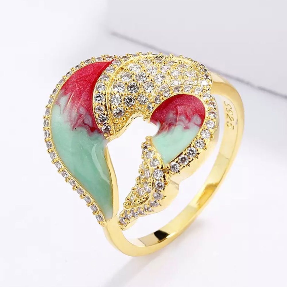 ABSTRACT ENAMEL FLORAL RING - Picture 2 of 3
